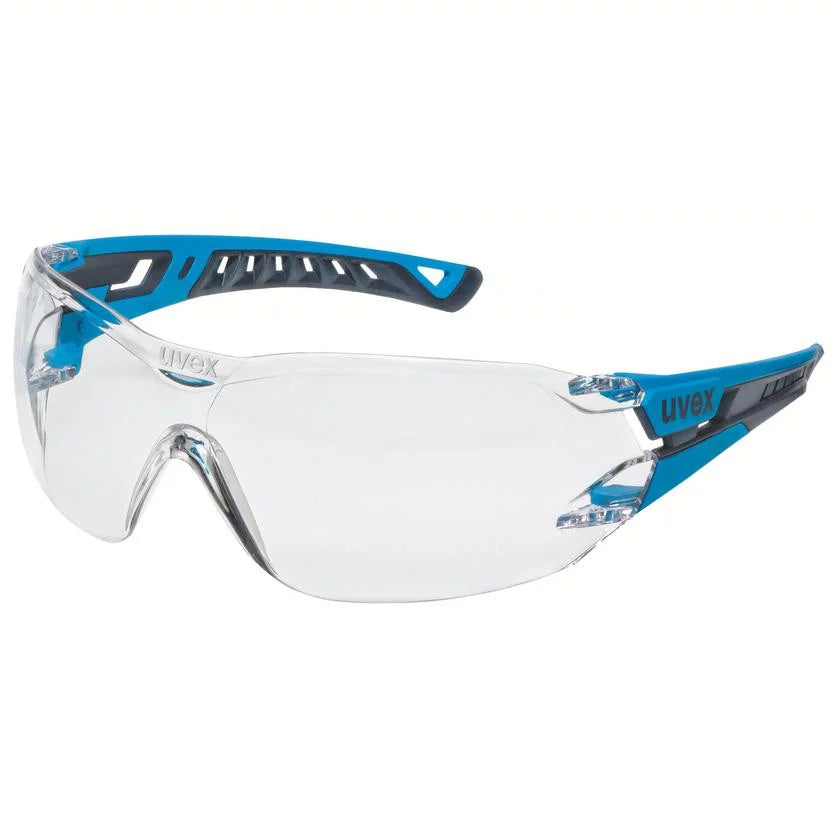 uvex pheos nxt PPE safety glasses, Metal-free, blue, anthracite, clear lens