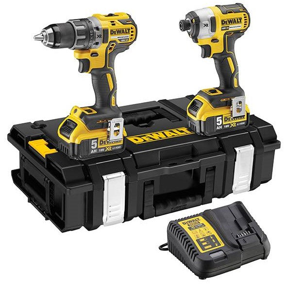 DeWalt DCK266P2 18V Brushless Twin Pack Compact Hammer Drill Driver + 2 x 5Ah Batteries + Charger + Case